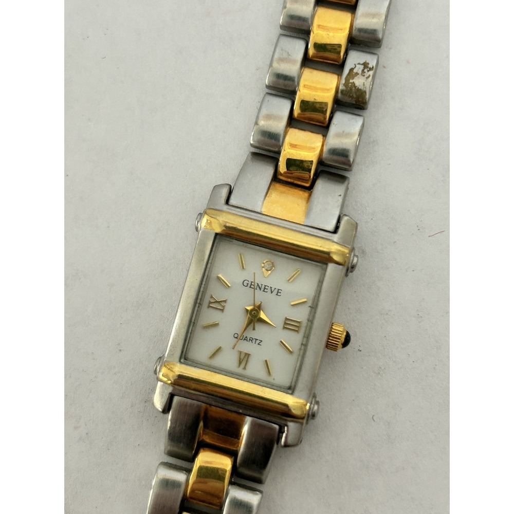 Geneve Quartz Ladies Watch Stainless Steel Silver Gold FOR PARTS